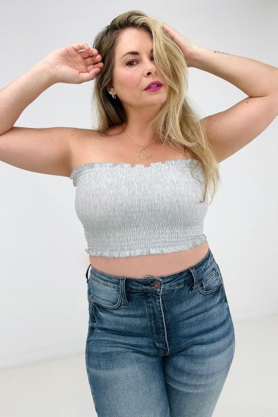 H GREY Zenana Smocked Tube Top - Ships from The US - women's tube top at TFC&H Co.