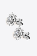 SILVER ONE SIZE Moissanite Flower 925 Sterling Silver Earrings - silver or rose gold - earrings at TFC&H Co.