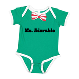 KELLY/ WHITE/ RED-WHITE STRIPE - Ms. Adorable Baby Rib Bow Tie Bodysuit - Ships from The US - infant onesie at TFC&H Co.