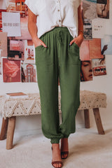 ARMY GREEN Tied Long Joggers with Pockets - 5 colors - women's joggers at TFC&H Co.
