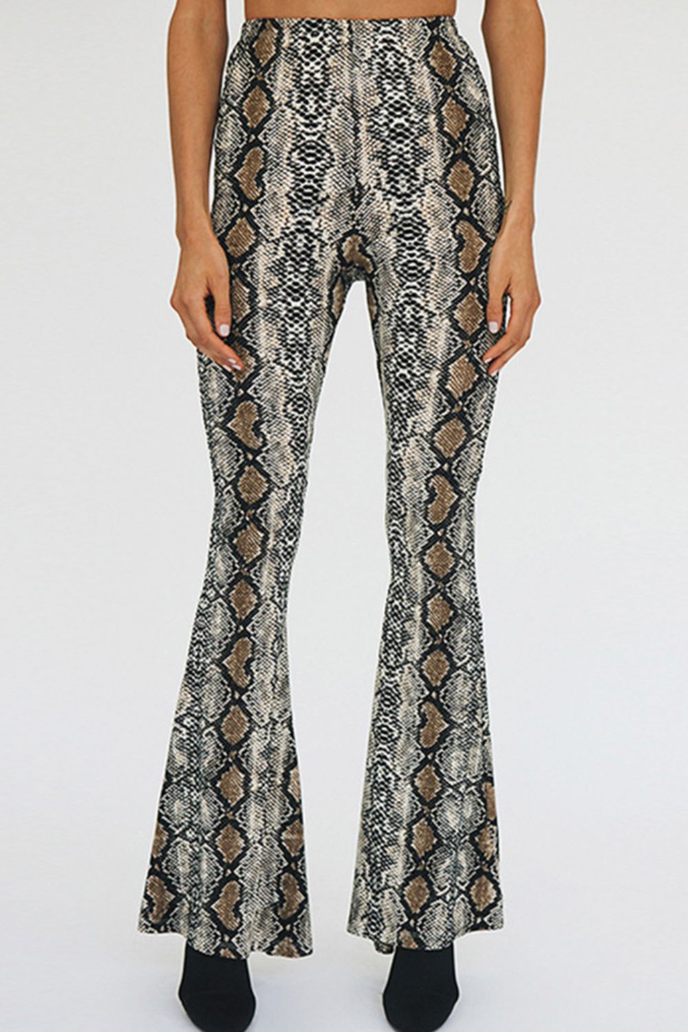 - Snakeskin Print Flare Pants - womens pants at TFC&H Co.