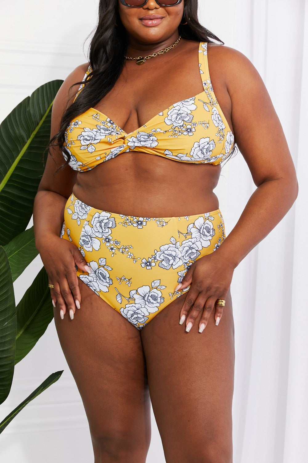 - Marina West Swim Take A Dip Twist High-Rise Bikini in Mustard - Ships from The US - womens bikini set at TFC&H Co.