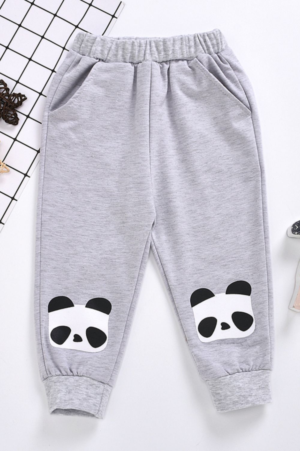 LIGHT GRAY Kids Panda Graphic Joggers with Pockets - toddler's pants at TFC&H Co.