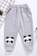 LIGHT GRAY - Kids Panda Graphic Joggers with Pockets - toddlers pants at TFC&H Co.