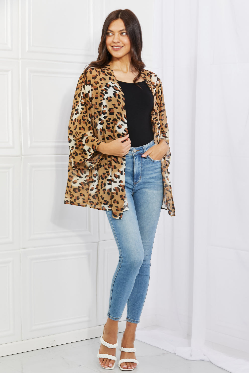 Melody Wild Muse Full Size Animal Print Kimono in Camel - Ships from The USA - women's kimono at TFC&H Co.
