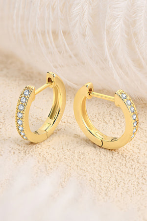 - Inlaid Moissanite Hoop Earrings - in gold or silver - earrings at TFC&H Co.