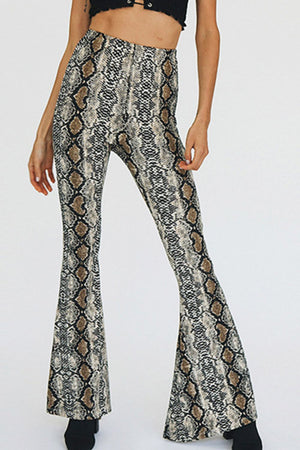 SNAKESKIN - Snakeskin Print Flare Pants - womens pants at TFC&H Co.