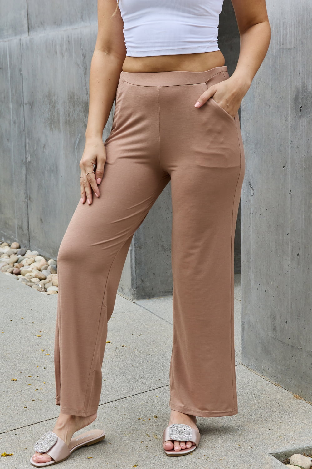 TAN - e.Luna Look Again Straight Leg Pants - Ships from The USA - womens pants at TFC&H Co.