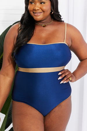 - Marina West Swim Wave Break Contrast Trim One-Piece - Ships from The US - womens one piece swimsuit at TFC&H Co.