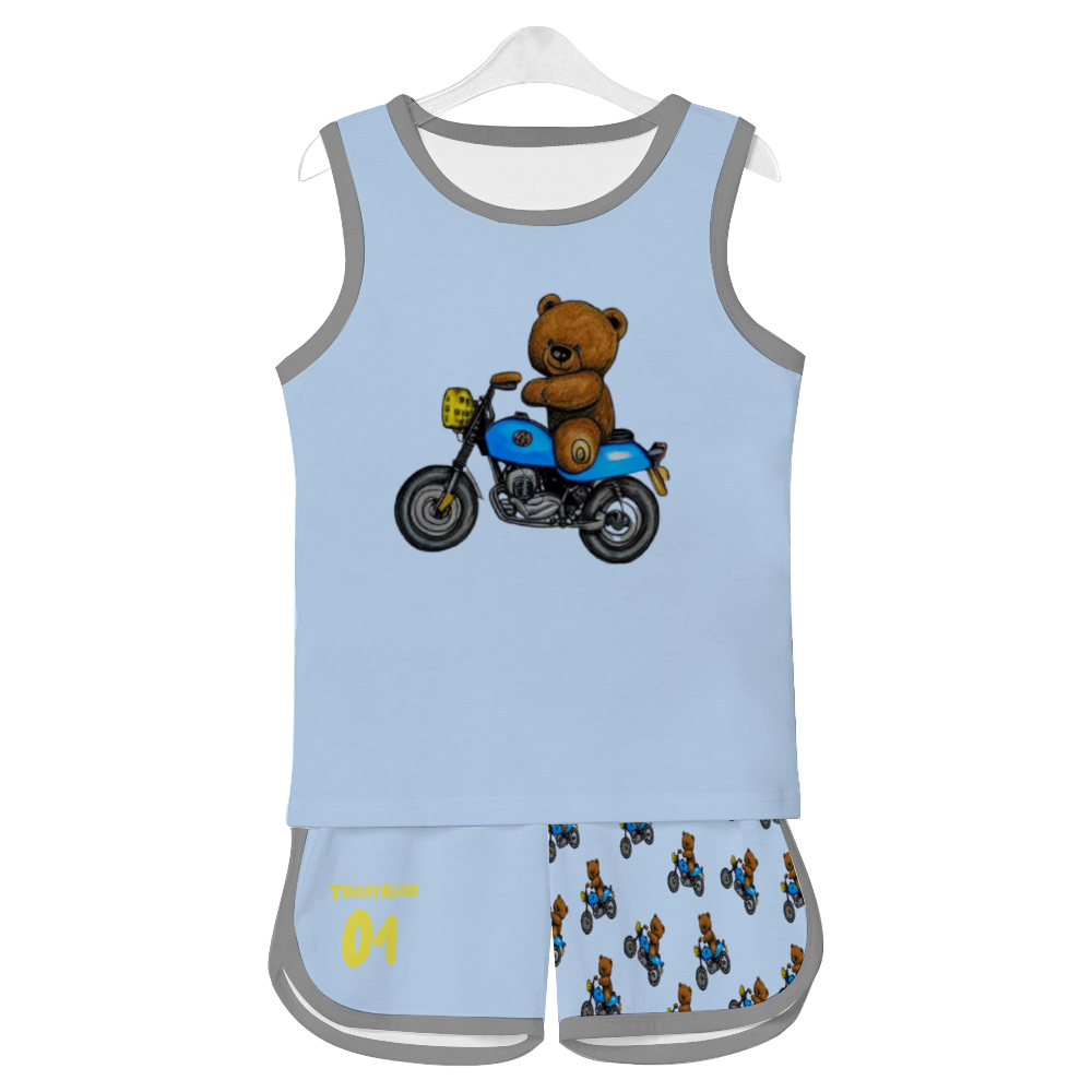 - Teddy Ride Tank Top with Short 2 Piece Outfit - kids short set at TFC&H Co.