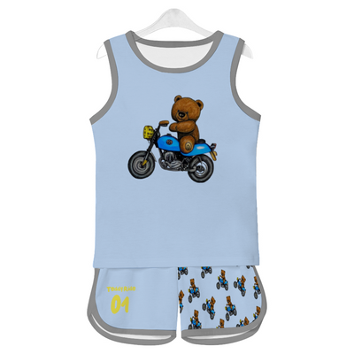 4XL (12) - Teddy Ride Tank Top with Short 2 Piece Outfit - kids short set at TFC&H Co.