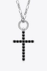 BLACK ONE SIZE - Moissanite Cross Pendant Platinum-Plated Necklace - necklace at TFC&H Co.