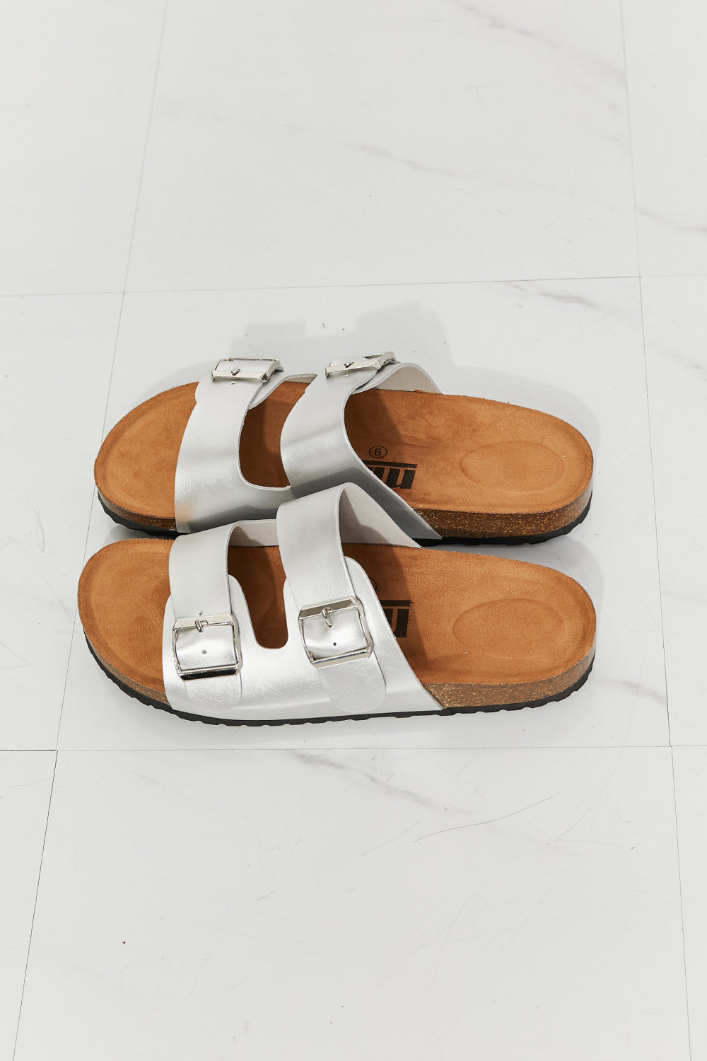 - MMShoes Best Life Double-Banded Slide Sandal in Silver - Ships from The US - womens slides at TFC&H Co.