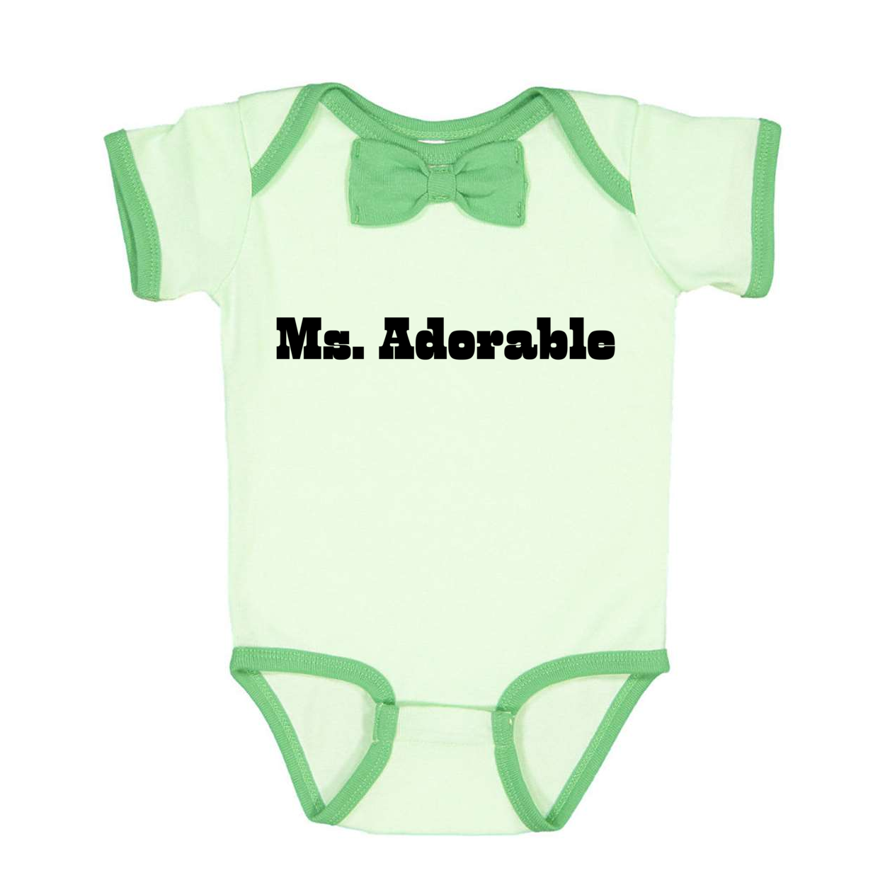 MINT GRASS - Ms. Adorable Baby Rib Bow Tie Bodysuit - Ships from The US - infant onesie at TFC&H Co.