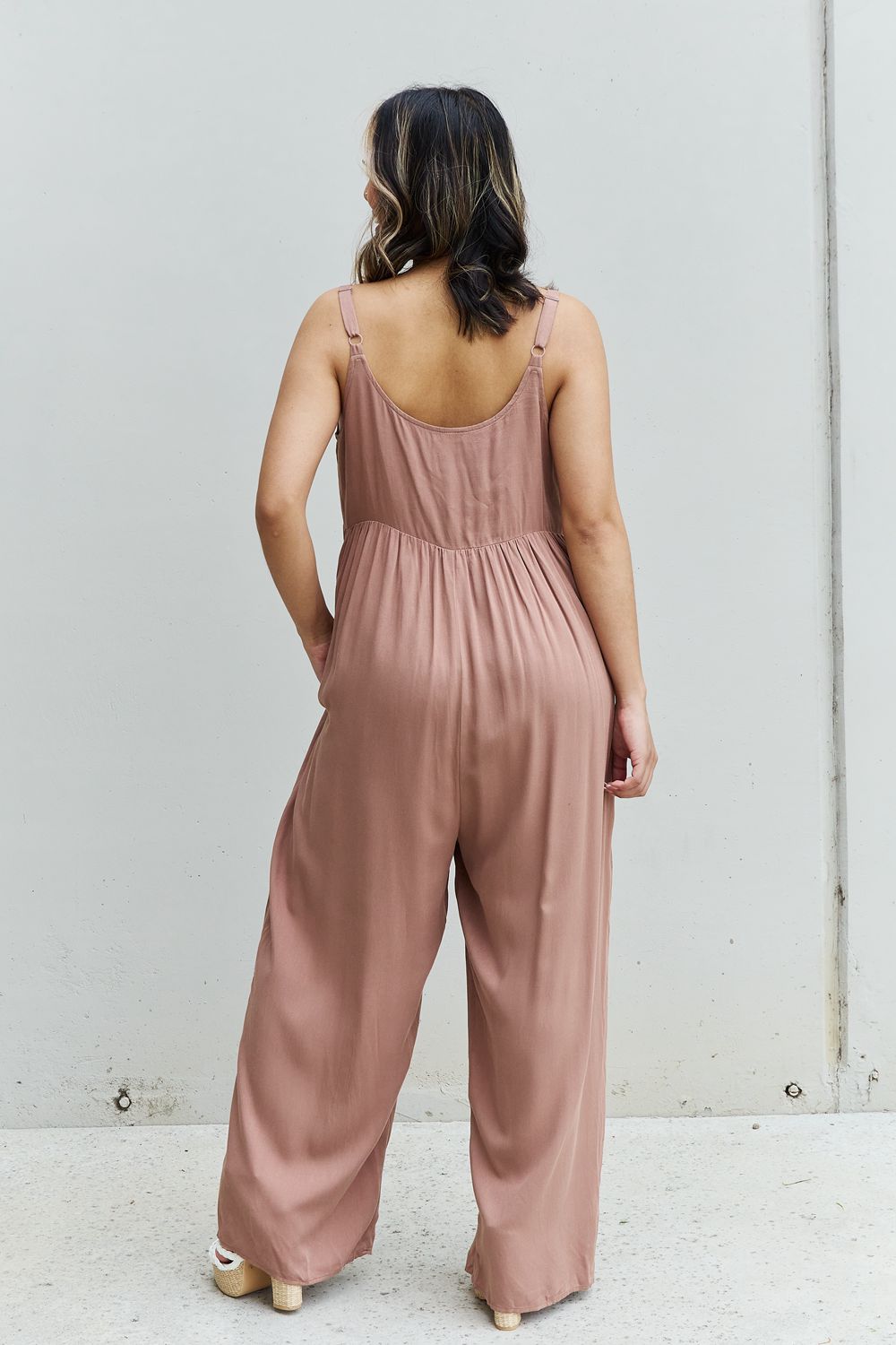 - HEYSON All Day Full Size Wide Leg Button Down Jumpsuit in Mocha - Ships from The USA - womens jumpsuit at TFC&H Co.