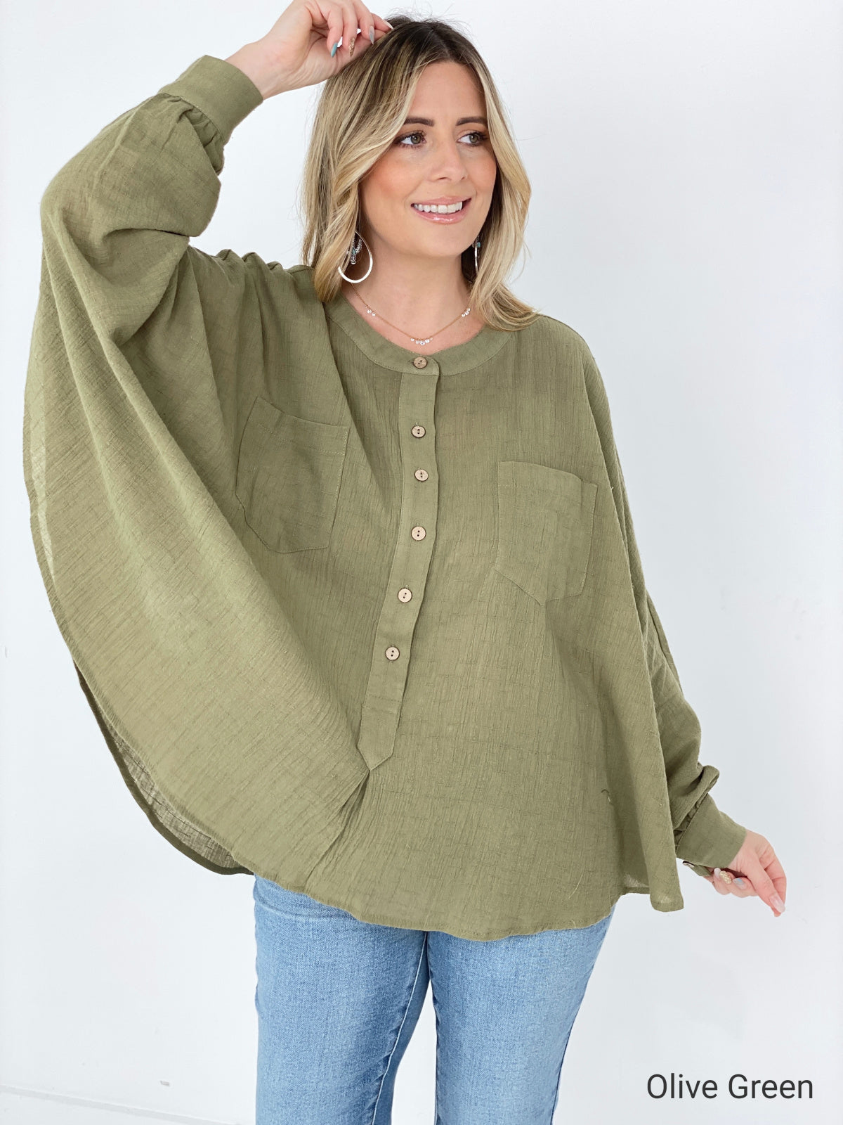 Easel Textured Cotton Linen Oversized Top - Ships from The US - women's blouse at TFC&H Co.