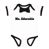 WHITE/ BLACK - Ms. Adorable Baby Rib Bow Tie Bodysuit - Ships from The US - infant onesie at TFC&H Co.