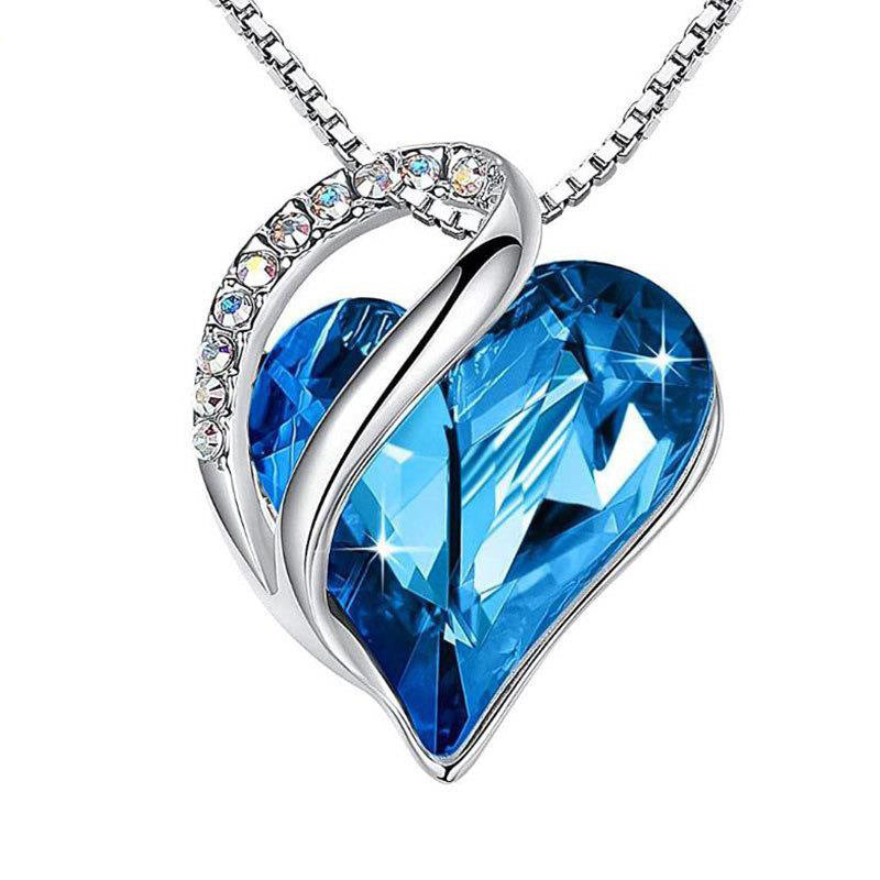 BLUE - 925 Sliver Heart Shaped Necklace - necklace at TFC&H Co.