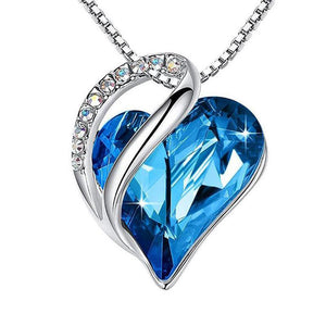 BLUE - 925 Sliver Heart Shaped Necklace - necklace at TFC&H Co.