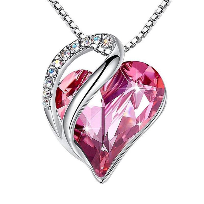 RED - 925 Sliver Heart Shaped Necklace - necklace at TFC&H Co.
