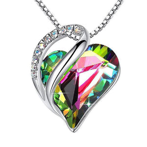 GREEN - 925 Sliver Heart Shaped Necklace - necklace at TFC&H Co.