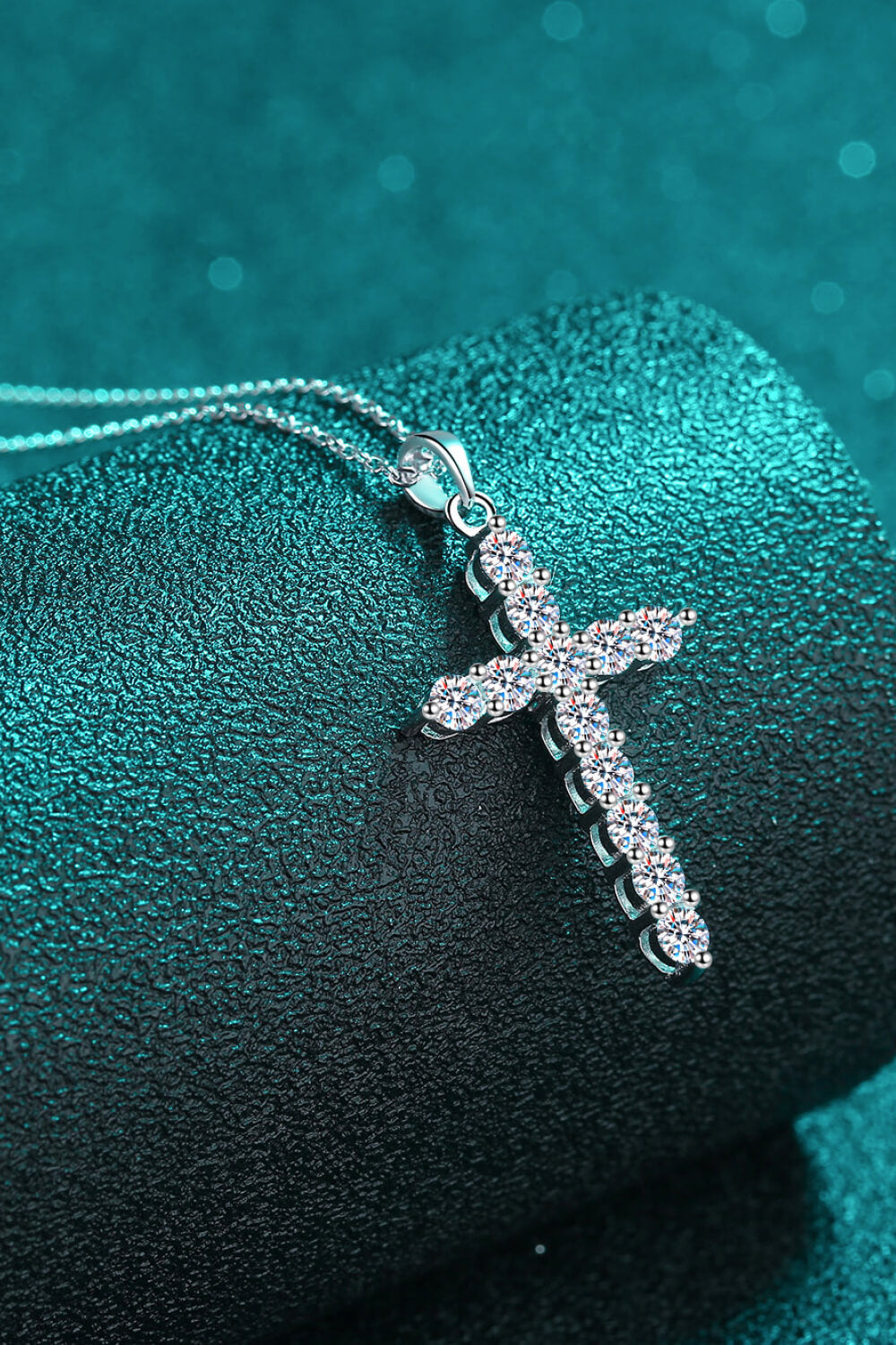 925 Sterling Silver Cross Moissanite Necklace - necklace at TFC&H Co.