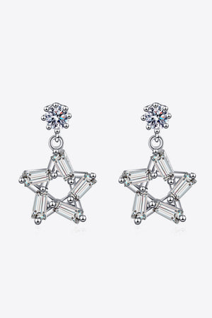 - 925 Sterling Silver Inlaid Moissanite Star Earrings - earrings at TFC&H Co.