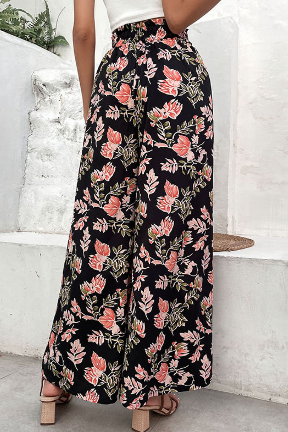 - Floral Pull-On Wide Leg Pants - womens Pants at TFC&H Co.