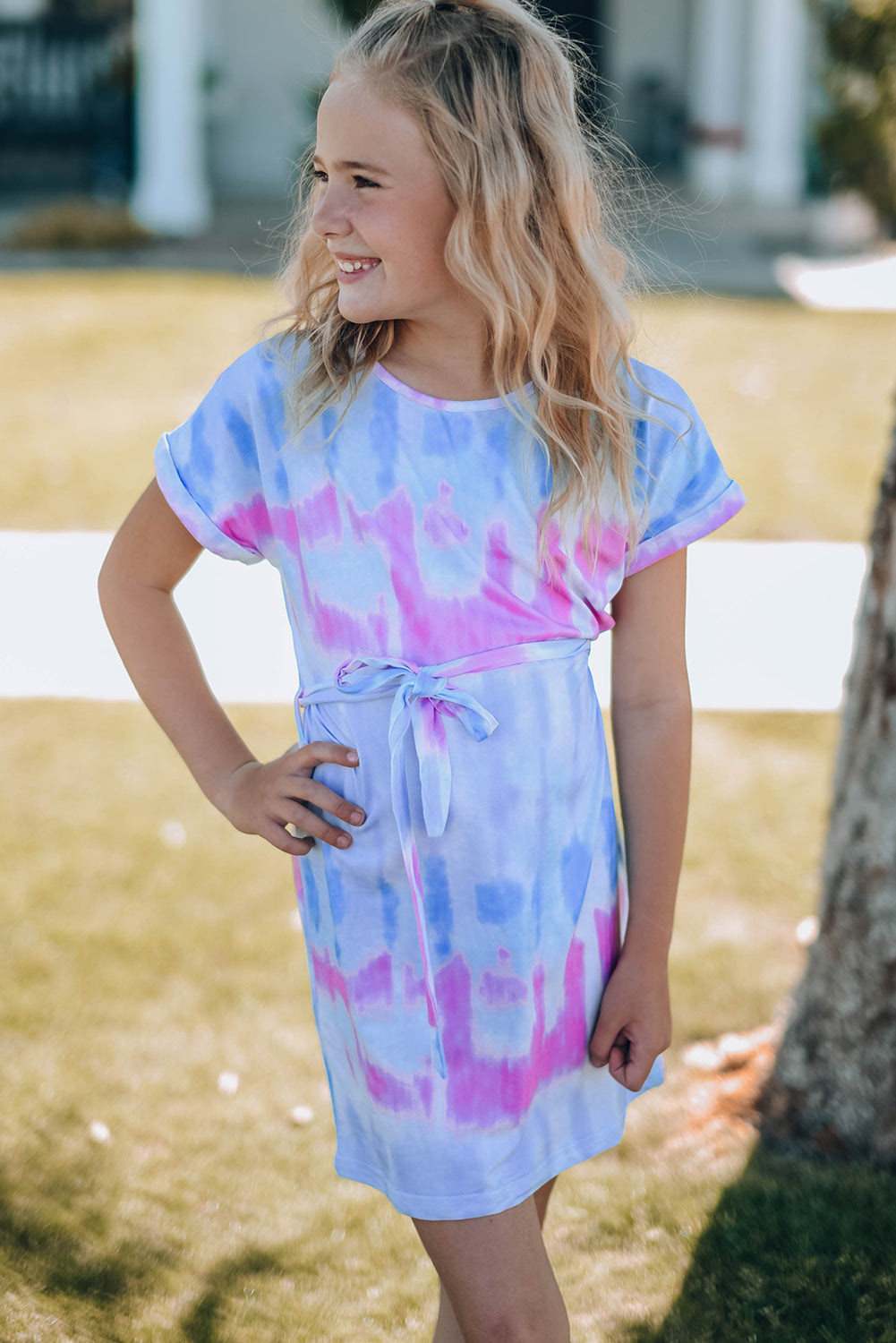 - Girls Tie-Dye Belted T-Shirt Dress - Mommy & Me - girls dress at TFC&H Co.
