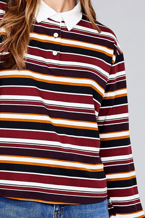 - Voluptuous (+) Plus Size Long Sleeve Multi Striped DTY Brushed Shirts - womens shirt at TFC&H Co.