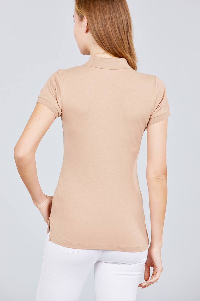 - Voluptuous (+) Classic Pique Spandex Polo Top - Womens Polo Shirts at TFC&H Co.