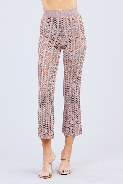 Blush Flare Long Fishnet Sweater Pants - 2 colors - women's pants at TFC&H Co.