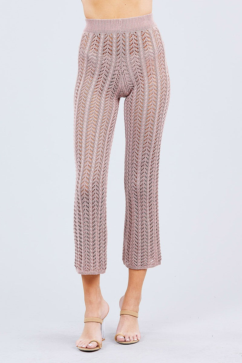 Blush Flare Long Fishnet Sweater Pants - 2 colors - women's pants at TFC&H Co.
