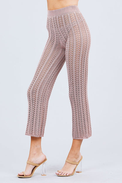 Flare Long Fishnet Sweater Pants - 2 colors - women's pants at TFC&H Co.