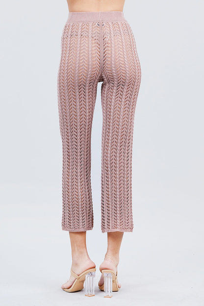 Flare Long Fishnet Sweater Pants - 2 colors - women's pants at TFC&H Co.