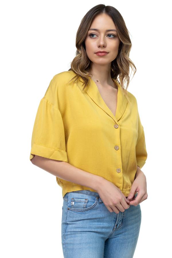 Mustard Boxy Button Down Shirt - women's button up shirt at TFC&H Co.