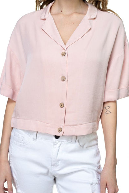 Blush Boxy Button Down Shirt - women's button up shirt at TFC&H Co.
