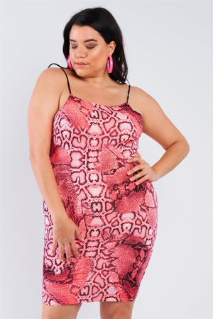 - Voluptuous (+) Plus Size Snake Print Open Back Mini Dress - womens dress at TFC&H Co.