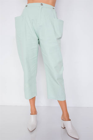 - Pastel Chic Solid Ankle Wide Leg Adjustable Snap Waist Pants - 2 colors - womens pants at TFC&H Co.