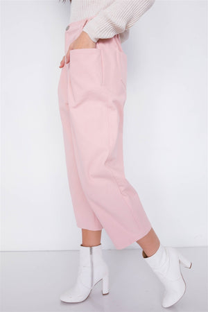 - Pastel Chic Solid Ankle Wide Leg Adjustable Snap Waist Pants - 2 colors - womens pants at TFC&H Co.