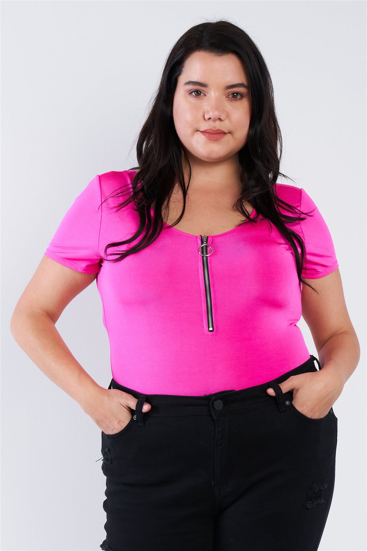 Fuchsia Voluptuous (+) Plus Size Bodysuit - 2 colors - women's shirt at TFC&H Co.