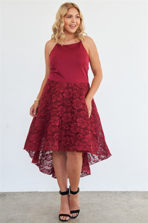 Voluptuous (+)Plus Size Cabernet Square Neckline Hi-low Floral Lace Maxi Dress - women's dress at TFC&H Co.