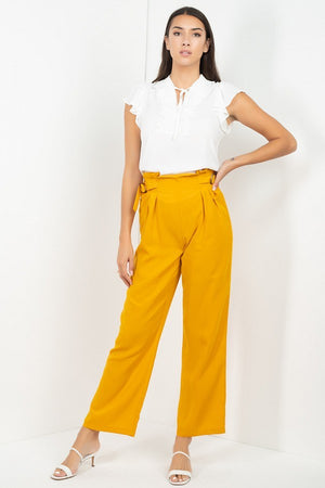 Mustard - High Waist Paperbag Wide Pants - 2 colors - womens pants at TFC&H Co.