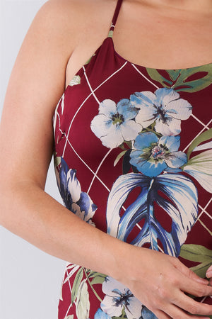 - Voluptuous (+) Plus Size Criss-cross Open Back Mini Floral Print Dress -2 styles - womens dress at TFC&H Co.