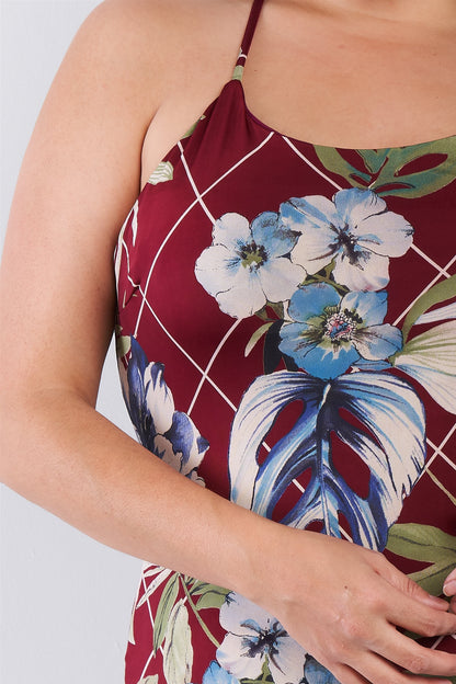 Voluptuous (+) Plus Size Criss-cross Open Back Mini Floral Print Dress -2 styles - women's dress at TFC&H Co.