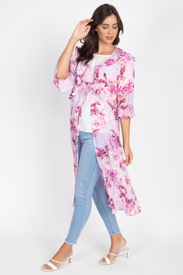 Pink Ruffle Robe Cardigan - 3 colors - women's cardigan at TFC&H Co.