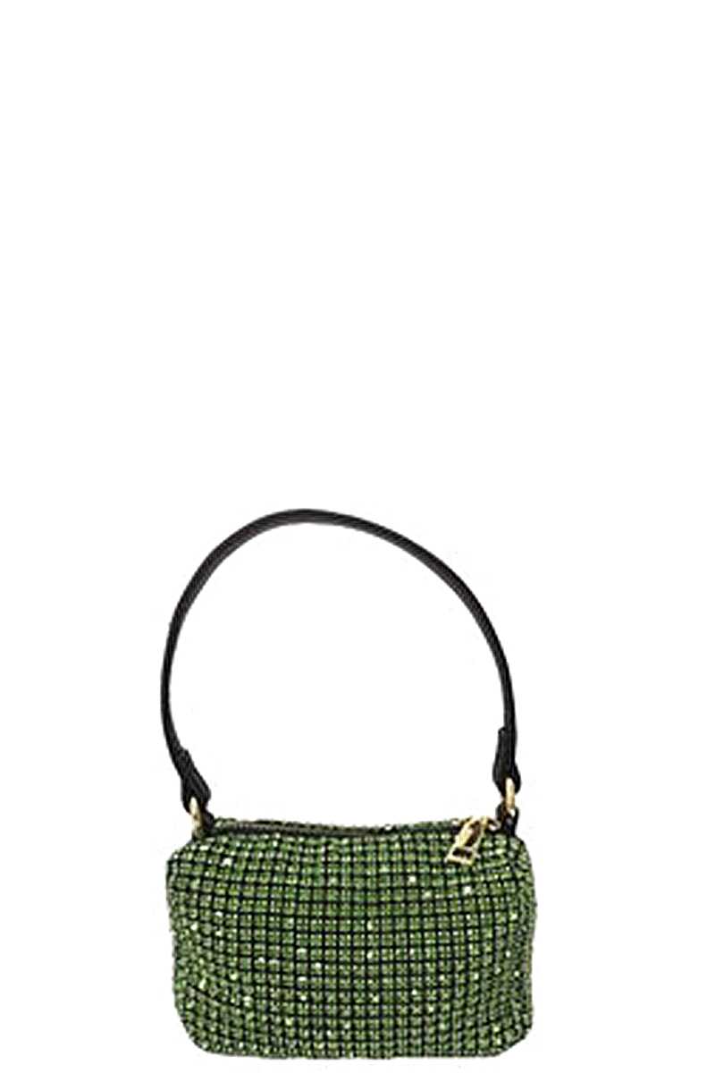 Green - Fashion Chic Rhinestone Handle Clutch Bag - handbag at TFC&H Co.