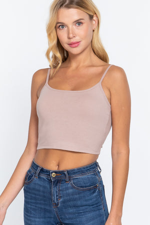 CLOUD MAUVE Round Neck W/removable Bra Cup Cotton Spandex Bra Top - 17 colors - Ships from The USA - women's tank top at TFC&H Co.