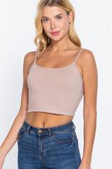 CLOUD MAUVE - Round Neck W/removable Bra Cup Cotton Spandex Bra Top - 17 colors - Ships from The USA - womens tank top at TFC&H Co.