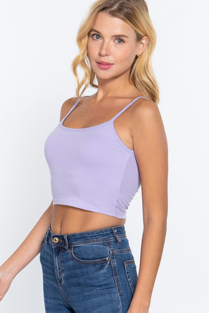 - Round Neck W/removable Bra Cup Cotton Spandex Bra Top - 17 colors - Ships from The USA - womens tank top at TFC&H Co.